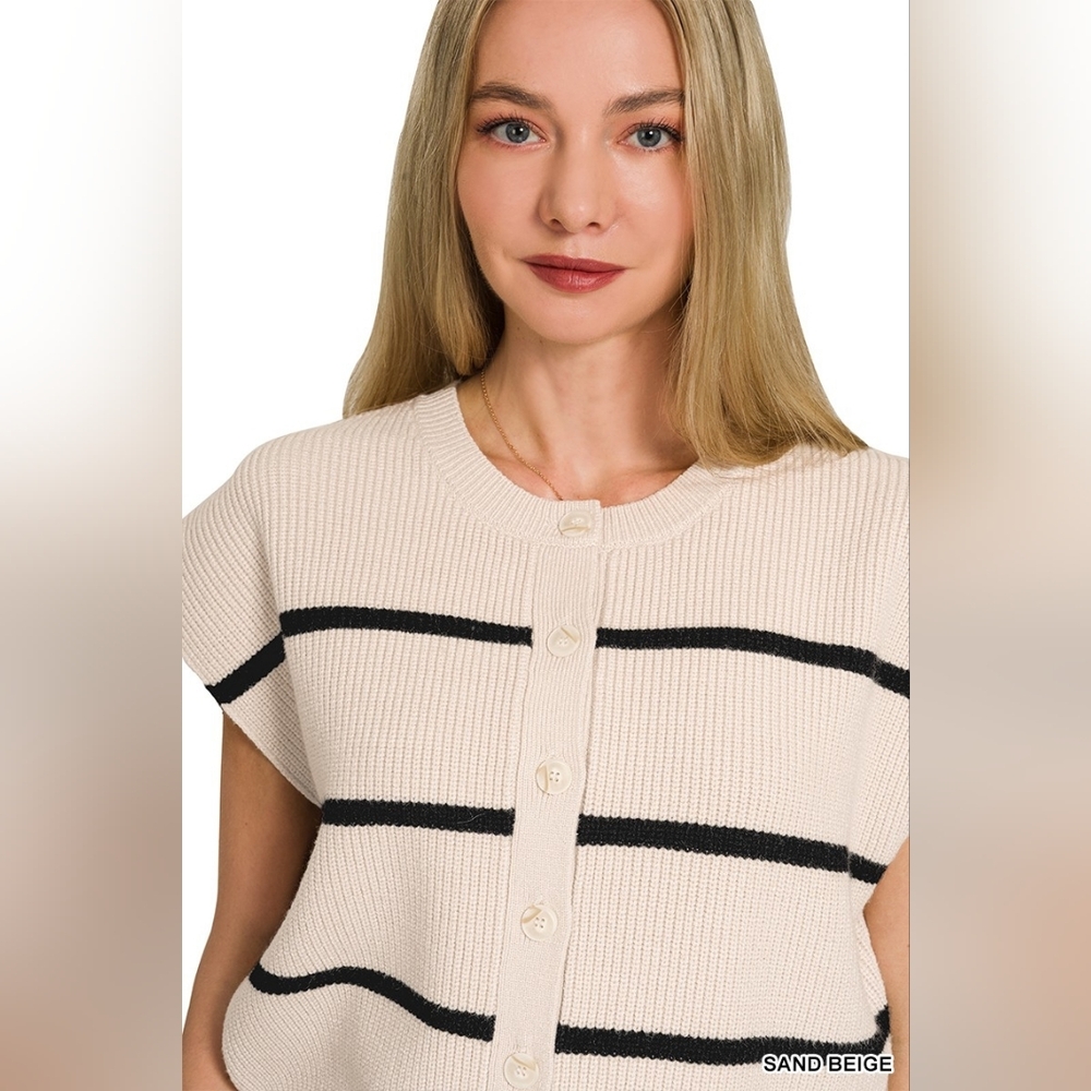 Zenana Striped Viscose Sweater Vest - Picture 4 of 10